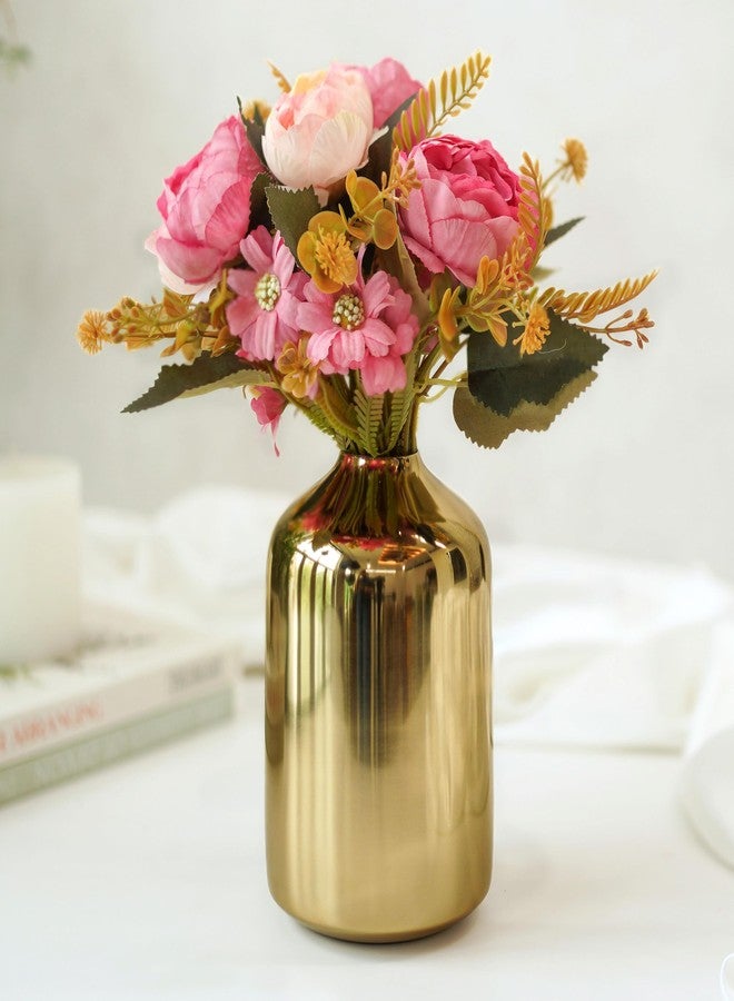 Behoma Metal Flower Vase for Home Decor Bedroom Living Room Office Wedding | Table Decorative Item for Festivals Birthday Gold (Flower Not Included, Modern) - Image 3